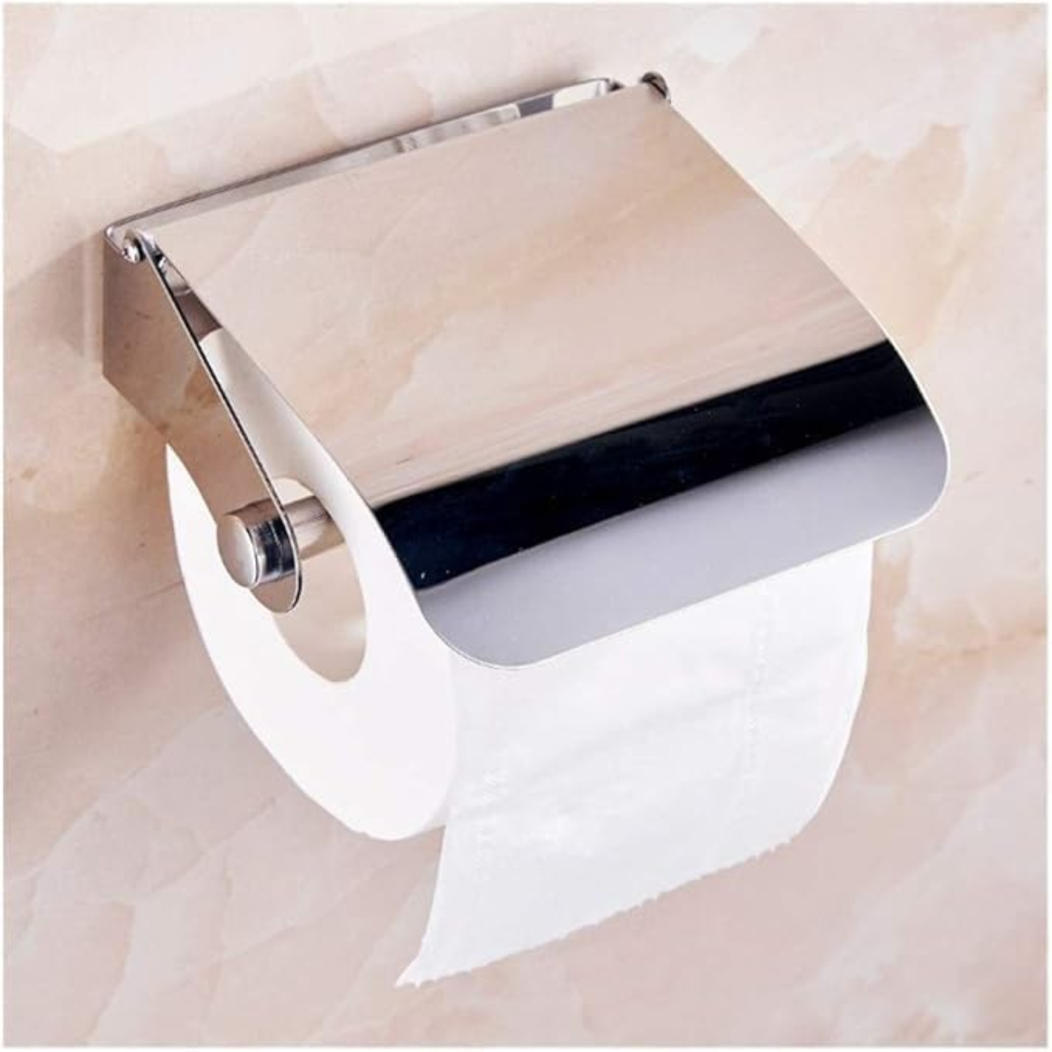 Wall-Mounted Toilet Paper Holder, Stainless Steel with cover