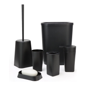 Bathroom Accessories Set,6-Piece Bathroom Gift Set (Black)
