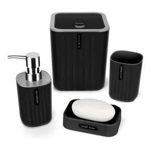 Bathroom Accessory Set,4-Piece Bathroom Decor Set (Black)