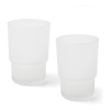 Frosted Glass Bathroom Tumbler Cups, Toothbrush Holder Set, 2-Pack
