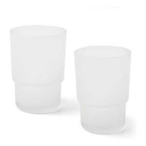 Frosted Glass Bathroom Tumbler Cups, Toothbrush Holder Set, 2-Pack
