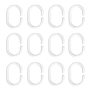 Generic Plastic Shower Curtain Rings, White Matte Finish, 24-Pack, 2.5 cm Width