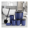 Bathroom Accessory Set, 6 Pieces Plastic Bath Accessories, Modern Vanity Organiser Kit, Contain Toilet Brush, Toothbrush Holder, Plastic Cup, Soap Dish, Trash Can, Lotion Dispenser (Blue)