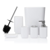 6 Pieces Bathroom Accessory Set Luxury Plastic Bathroom Accessories Set Trash Can Toilet Brush Set Toothbrush Holder Tumbler Soap Dish Soap Dispenser Bath Set Gift (White)