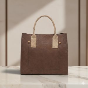 Elegant Dual-Tone 2-Piece Handbag Set for Women – Tote Bag with Crossbody & Adjustable Strap (Brown)