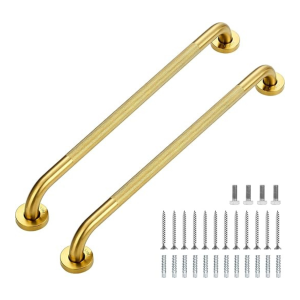 Grab Bars for Shower, 2 Pack 24-Inch Anti Slip Shower Handles for Elderly, Safety Shower Grab Bar, Stainless Steel Handicap Grab Bars for Bathroom,Toilet (Gold, 1.25" Diameter) UAE