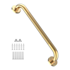 24 Inch Anti Slip Shower Grab Gold, Bathroom Grab Bar, Knurled Bathroom Balance Bar,Safety Hand Rail Support Handicap Elderly Injury Senior Assist Bath Handle (1.25" Diameter).