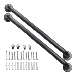 2 Pack 24 Inch Black Shower Grab Bar, Stainless Steel Bathroom Grab Bar Handle, Bathroom Shower Balance Bar,Safety Hand Rail Support,Handicap Elderly Senior Assist Bath Handle(1.25" Diameter) UAE