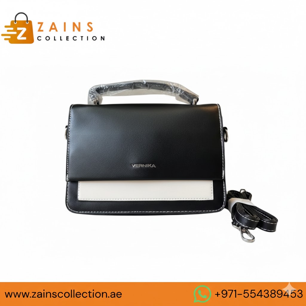 Vernika Luxe Contrast Handbag – Black & White Edition