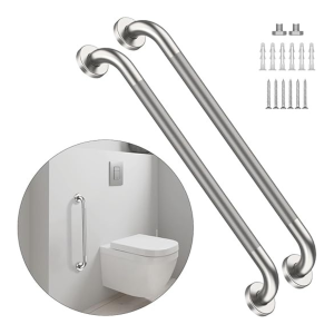 32 Inch Anti Slip Shower Grab Bar, 2 Pack Stainless Steel Bathroom Grab Bar, Knurled Bathroom Balance Bar,Safety Hand Rail Support Handicap Elderly Senior Assist Bath Handle (1.25" Diameter).