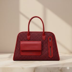 VERNIKA Two-Tone Textured Satchel with Front Flap Pocket, Wallet & Strap (Burgundi)