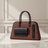 VERNIKA Two-Tone Textured Satchel with Front Flap Pocket, Wallet & Strap (Coffee/Black)