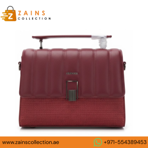 VERNIKA Dual-Texture Satchel Set, Ladies Handbag with Wallet & Strap (Burgundy)