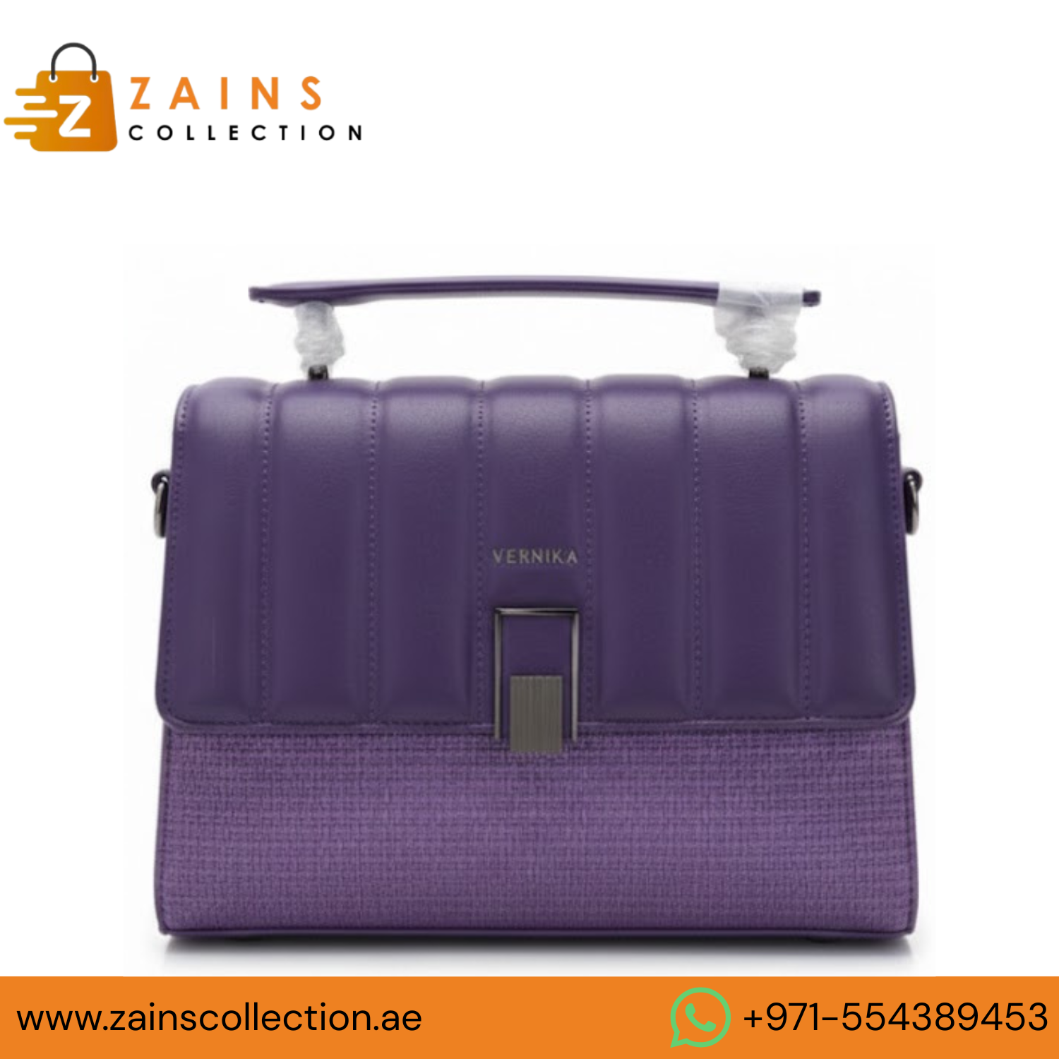 VERNIKA Dual-Tone Designer Satchel, Ladies Fashion with Wallet & Strap (Purple)